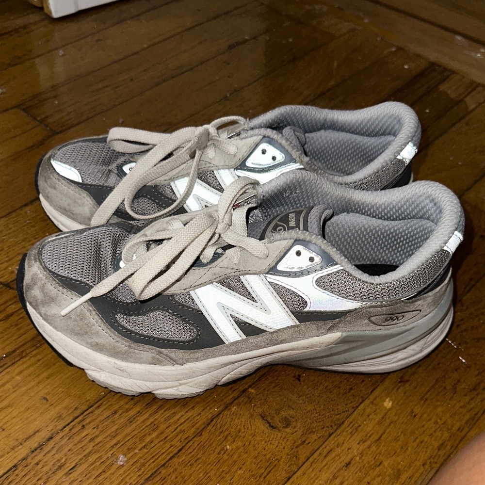 New Balance Kids' Charcoal and White Sneakers